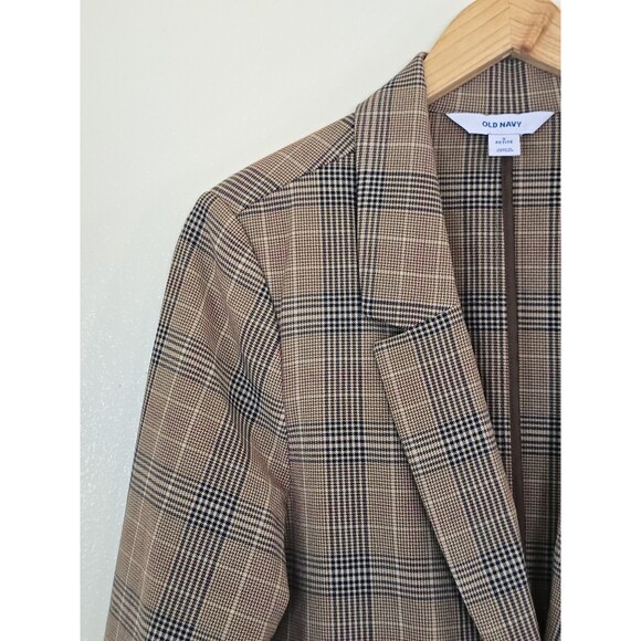 Old Navy Relaxed Unlined Brown Plaid Taylor Suit Blazer Jacket Womens P Small - Picture 3 of 11
